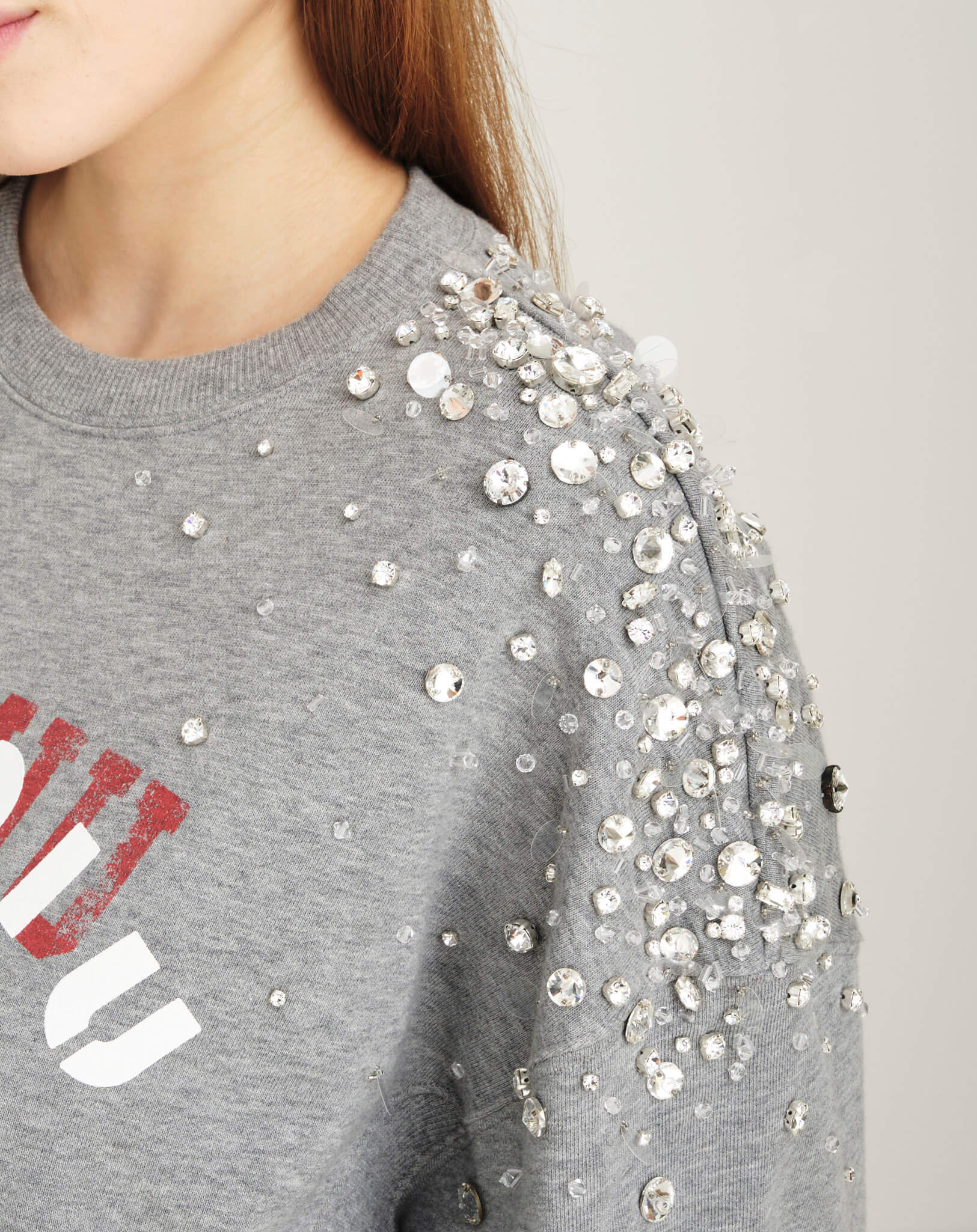 Miu Miu - Embroidered Cotton Fleece Sweatshirt S